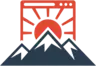Sun and mountains emblem